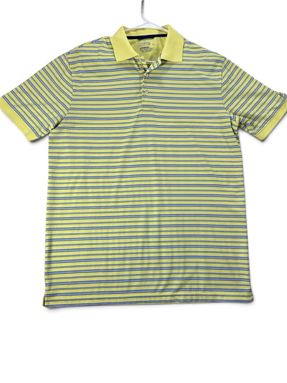 Chaps 78 Men's M Yellow & Blue Striped Golf Polo